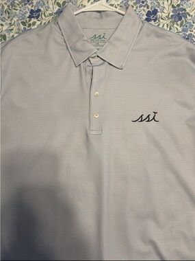 SSI brand Blue/Pink striped polo Sea Island St Simons Island
